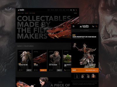 Weta Workshop Hero agency design digital ecommerce graphics home page landing page layout modern movie responsive ui design