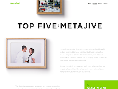 Metajive About Us Webpage about us clean landing page responsive ui ux web frame web layout website white