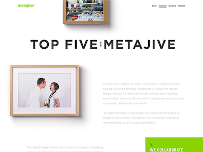 Metajive About Us Webpage