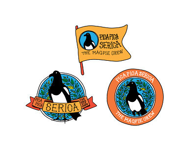 Picapica serica Crew logo badge crew logo magpie picapica serica