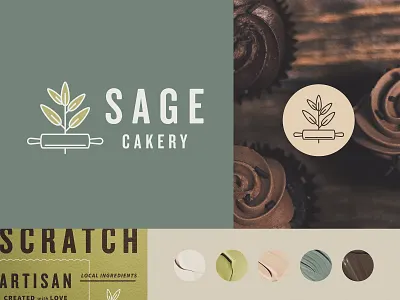 Sage Cakery (brand board) art direction bakery branding cake coffee collateral design graphic design identity logo organic print rustic