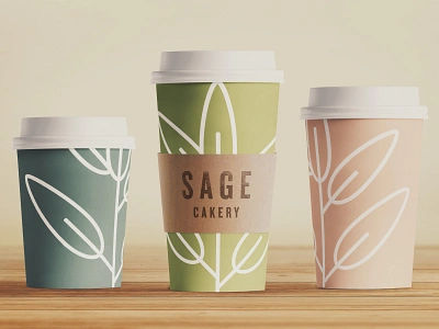 Sage Cakery (coffee cup packaging) art direction bakery branding cake coffee cups design graphic design identity illustration logo packaging print vector