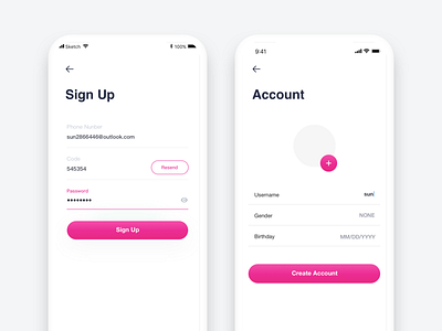 Signup to set up an account account app login signup ui