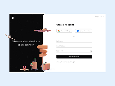 Sign up page — Travel UI 🗺 log in sign in sign up sign up page travel page sign in travel page sign up travel ui ui