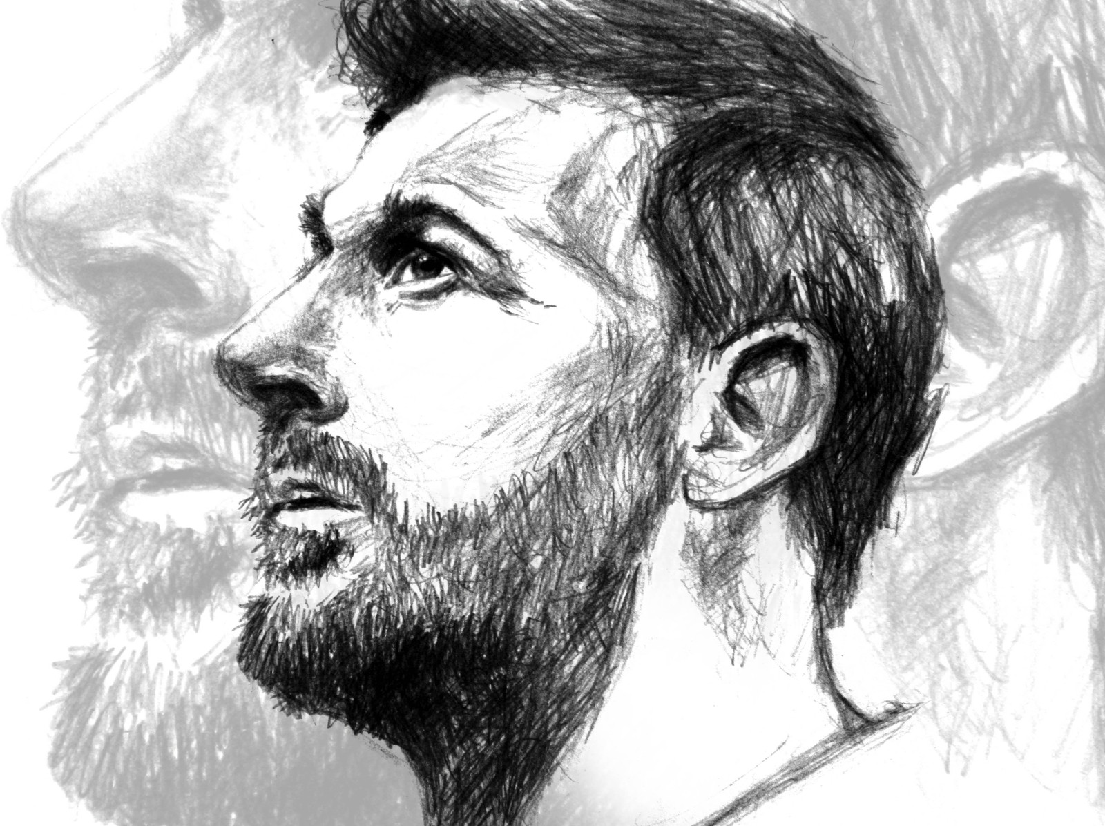 How to Draw Lionel Messi Portrait - Drawing Messi Sketch - Draw Lionel Messi  with a Beard - YouTube
