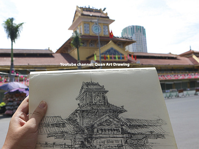 Vẽ tranh phong cảnh - ký họa chợ Bình Tây by Quan Art Drawing on Dribbble