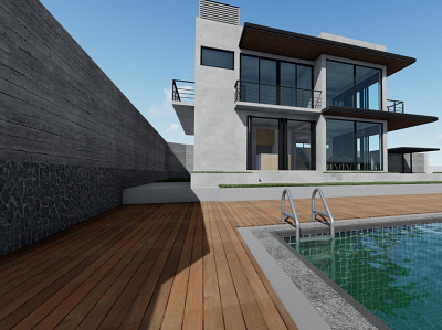 Residence with pool - 3D model 3d modeling interior design lumion rendering stechup
