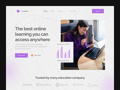 Online Course Landing Page clean course ecourse elearning fresh landing landingpage layout modern online onlinecourse school slab slabdsgn ui uiux uiuxdesign unique ux wesite