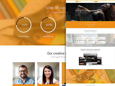 Onepage theme design flate layout template ui ui design