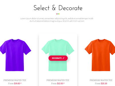 Select and decorate design shirt template ui ux web