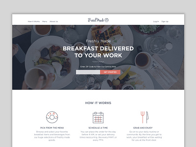 FreshMade Concept Landing Page delivery food fresh landing line minimal simple uber for food ui ux visual web