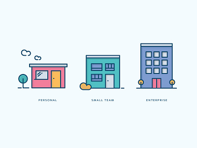 Pricing Illustrations buildings color flat icon illustration interface line icon material outline pricing ui web