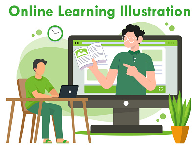 Online Learning Illustration app branding design flat art flat illustration graphic design illustration logo online learning ui ux vector website illustration