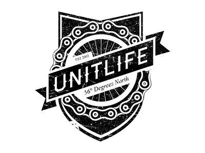 Unit Life Logo bike chain design dirty grunge logo unit life wheel