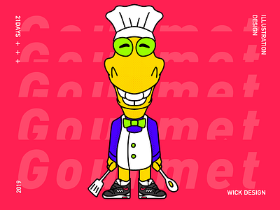 Gourmet character design flag flat illustration typography