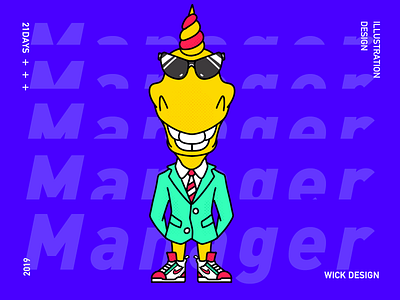 Manager character design flat illustration typography