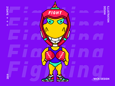 fighting character design flat illustration typography