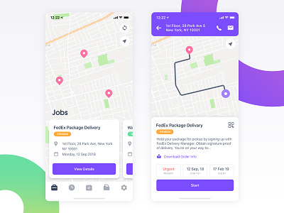 Delivr - Delivery App app appdesign card delivery app delivery service ios job app job map jobs location location map map mobile app task ui user experience ux