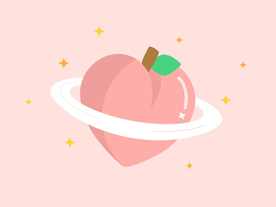 Peach Planet fruit illustration peach pink planet stars