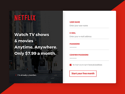 Daily UI Challenge #001. Sign Up daily ui gui netflix sign up ui ux