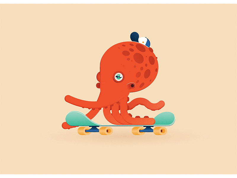 Skating Octopus hat octopus skate skateboard skating squid suction wiggle