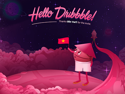 Hello Dribbble art art work draw first shot hello invites photoshop with shapes