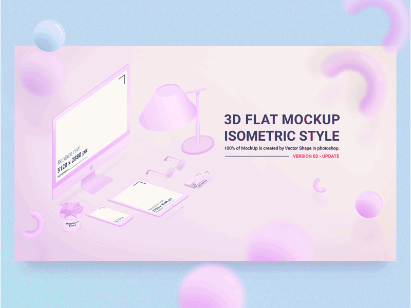 3D Flat Mockup Screen - Isometric Style - Version 02 Update