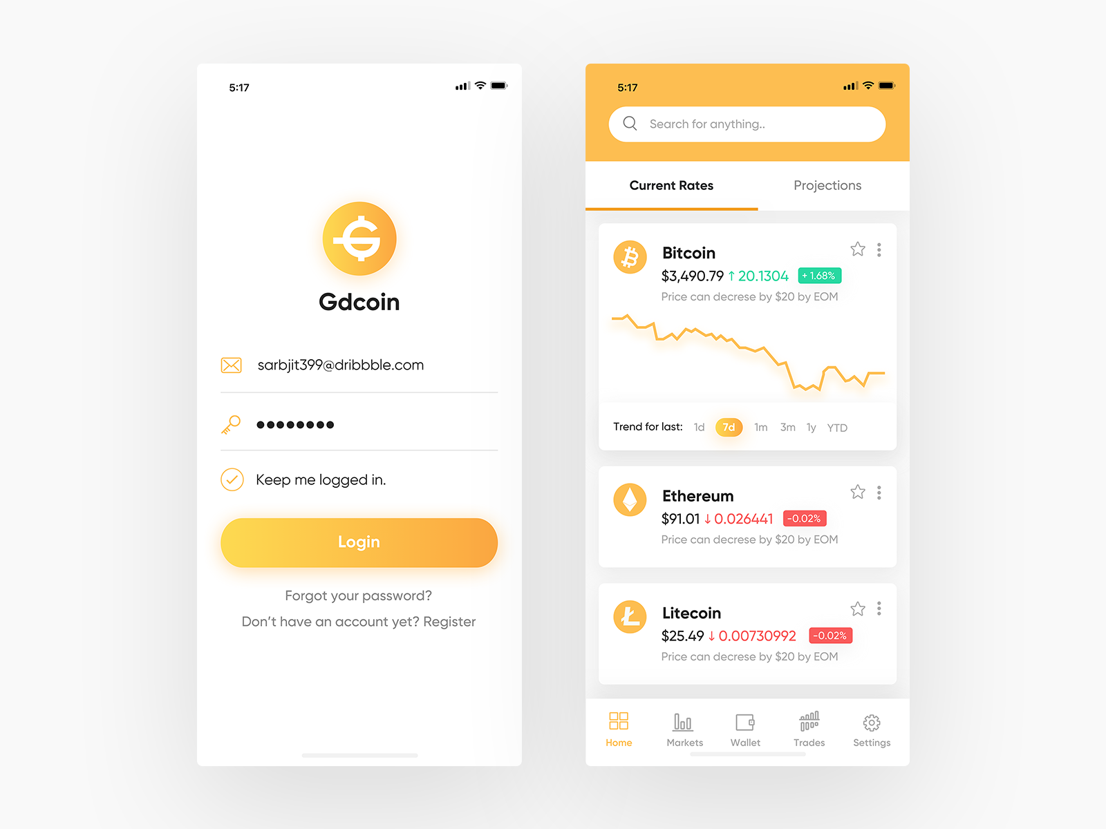 Crypto Exchange App Screens by Sarbjit Singh on Dribbble