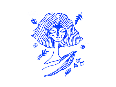Portrait of a dryad blue doodle dryad forest girl nature nymph plant portrait simple sketch