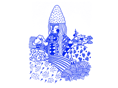 Protector of the 7 hills church gnome grape hills iasi illustration nature protector seven tree wine