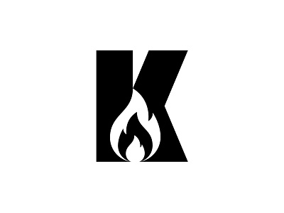 K - Fire branding campfire camping design fire flame flames geometric icon k logo logotype minimal monogram symbol typography vector