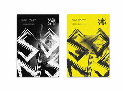 Sons Posters branding concert fuzz graphic design guitars minimal music poster rockband sons yellow