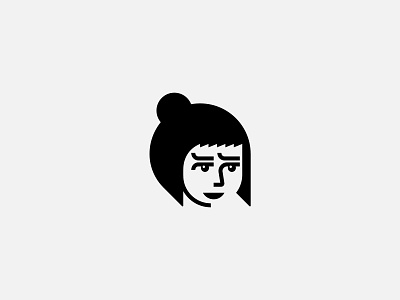 Lucy branding design face geometric hair human icon logo lunch minimal portrait simple symbol thick lines woman