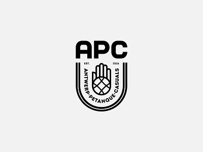 APC - Logo Badge antwerp athletics badge branding casual design emblem geometric hand hands icon logo minimal petanque sports symbol typography