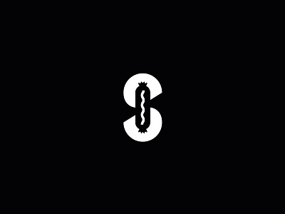 S for Sausage with Sauce icon logo meat monogram negative s sausage