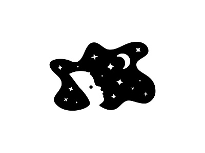 Dreaming Kid branding child design geometric icon kid logo mark minimal moon negative space nightsky sleep stars symbol vector