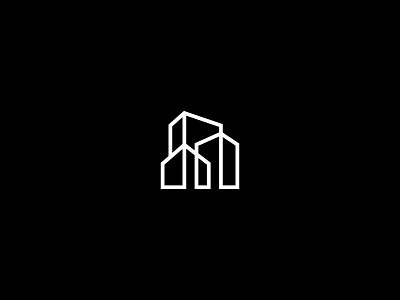 Buildings architecture branding building design geometric icon lines logo logotype minimal monogram perspective symbol