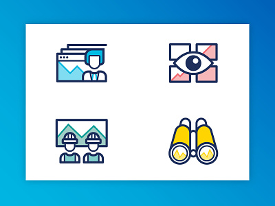 Trend Icons binocular branding browser colorful control room corporate design engineers eye factory geometric graphs icon industry logo minimal software symbol trend trends