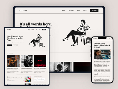 Lettahs - Reading and Blogging Website branding design landing page logo product ui website