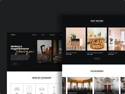 Furniture landing page branding design hero landing page product section ui website