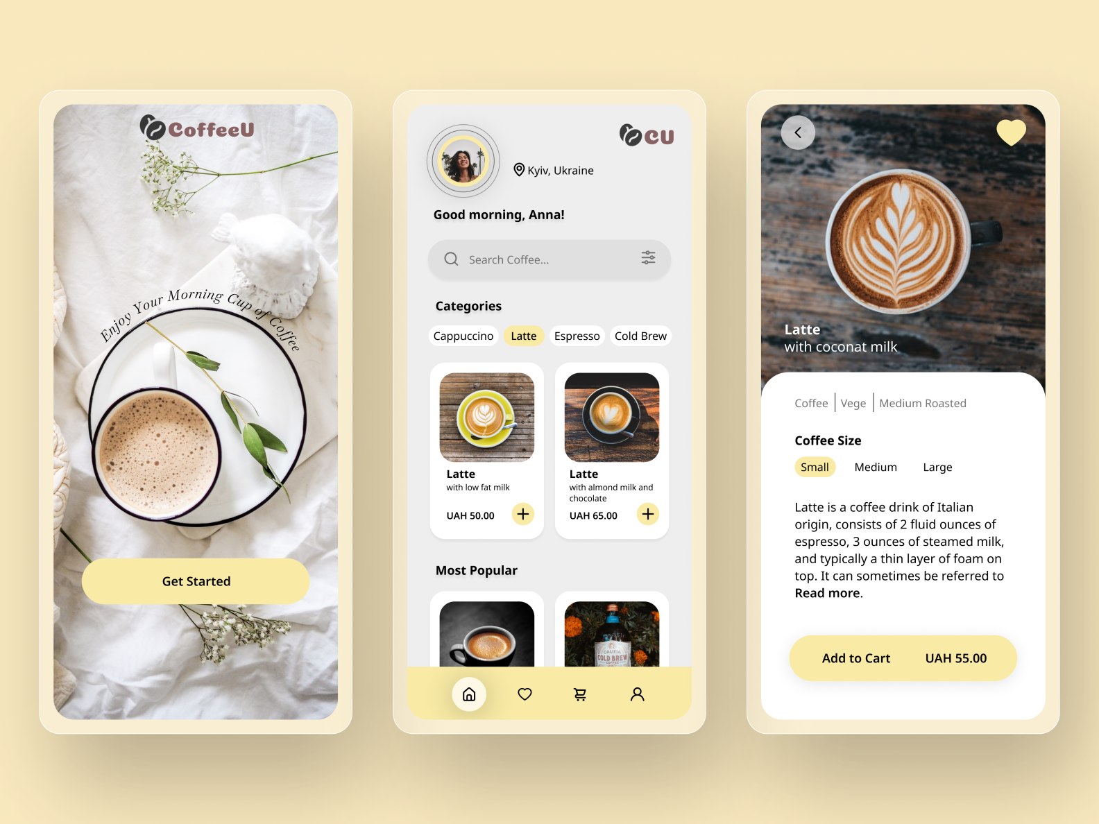 Coffee Delivery App by Dara Drobotenko on Dribbble