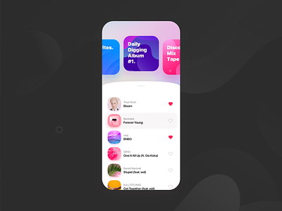 Daily UI #1. Music Digging Album interactiondesign music music app playlist ui ui design