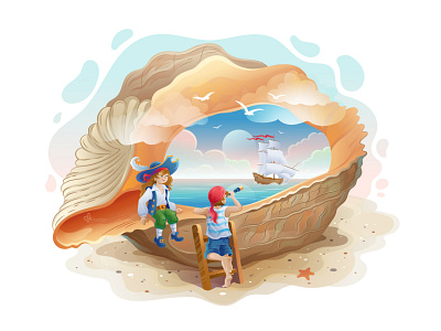 Sea Shell adobe illustrator cartoony character design childrens illustration design flat illustrations illustration vector