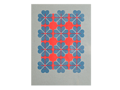 4Heart pattern A3 Poster No.1 a3 blue fluor orange jwtwel pattern poster print risograph stencil