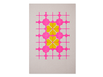 4Heart pattern A3 Poster No.2 a3 fluor pink jwtwel pattern poster print riso risograph stencil yellow