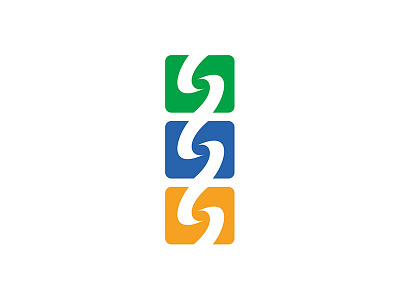 New logo design connected in corporate colors blue concept connected design green logo orange switched logo