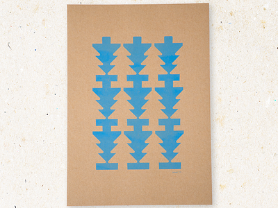 Riso poster December a3 christmas trees cornflower blue design graphics jwtwel pattern poster riso risograph