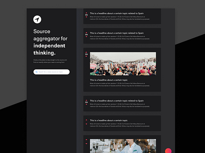 Clarity Newsfeed Screen brand design content dark app dark mode dark theme dark ui data figma news app newsfeed newspaper product design prototype saas search bar twitter ui ux ui design upvote web design