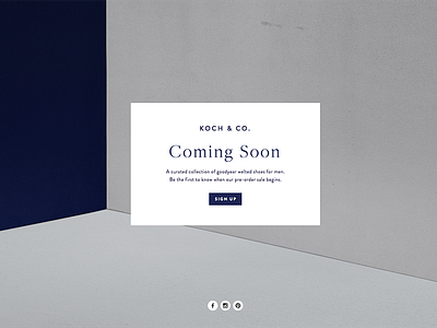 Koch & Co. Landing Page Design blue fashion grey landing page minimal squarespace web design