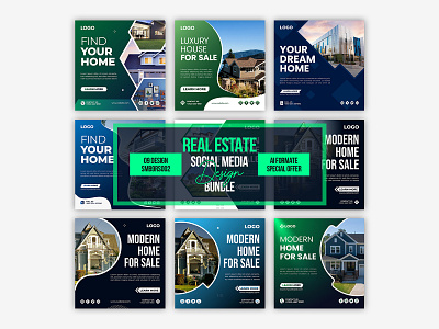 Real Estate Social Media Post Design Bundle ads design ads post design automobile post design design facebook ads facebook banner facebook post illustration logo ui